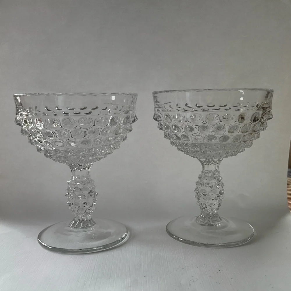 Hobnail Clear Pressed Glass Champagne/Tall Sherbet by Duncan & Miller (Set of 4)